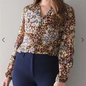 Leopard ruffle blouse